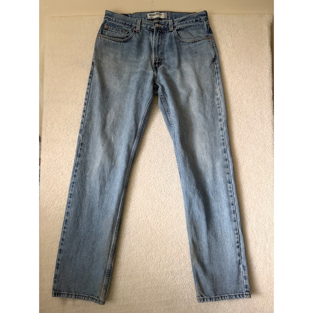 Levis 505 Jeans Mens 33x34 Blue Light Wash Regular Straight Denim Y2K 2007